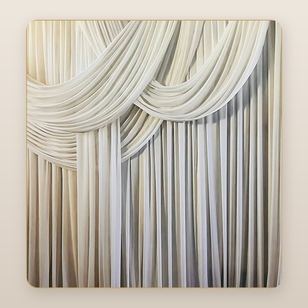 Draped ivory fabric photo booth backdrop