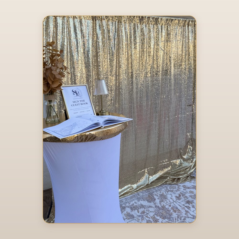 Gold sequin photo booth backdrop